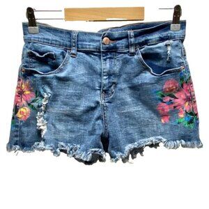 Hippie Laundry‎ Jean Shorts Women's/Junior's Sz 11 Floral Boho Fashion Denim EUC